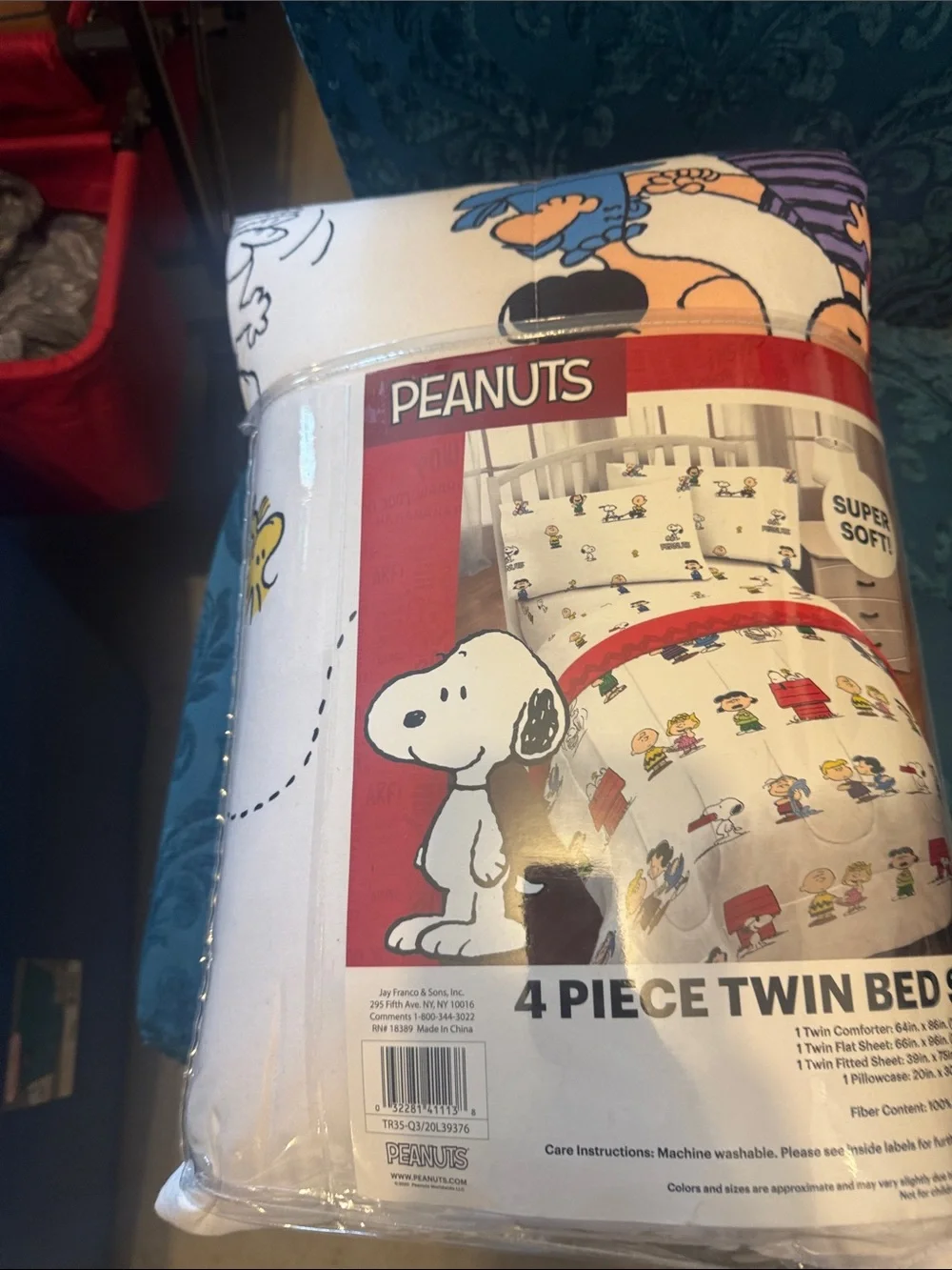 Peanuts Twin Comforter Set - White with Red, Blue, Yellow, Green, Black
